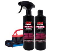 QM Cleaner Kit nettoyant de tissus pour chaises, fauteuils, tapis - Comprend 2 QM textile, 1 microfibre et 1 brosse premium extra