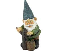 QM2433500 Garden Gnome Statue-Pete Garden Gnome Water Pump-Lawn Gnome