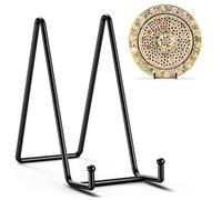 QMAHA 4 Pièces Chevalet Support Presentoir Porte Assiette, 6 Pouces Metal Support Assiette Decorative, Chevalet Presentoir Cadre Photo Livre de Table pour Photo, Livre, Tableaux Décoratifs (Noir)