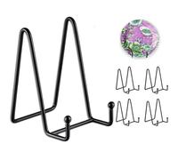 QMAHA 4 Pièces Chevalet Support Presentoir Porte Assiette, 6 Pouces Metal Support Assiette Decorative, Chevalet Presentoir Cadre Photo Livre de Table pour Photo, Livre, Tableaux Décoratifs (Noir)