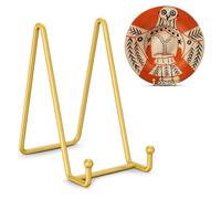 QMAHA 4 Pièces Chevalet Support Presentoir Porte Assiette, 6 Pouces Metal Support Assiette Decorative, Chevalet Presentoir Cadre Photo Livre de Table pour Photo, Livre, Tableaux Décoratifs (Or)