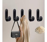 QMAHA Lot de 12 crochets muraux autocollants en acier inoxydable sans perçage pour salle de bain et cuisine (noir mat)