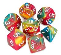 QMAY DND Dice Kit de dés polyédriques - 7 pièces pour donjon et dragons MTG RPG D&D D20, D12, D10, D%, D8, D6, D4 (couleurs arc-en-ciel)