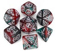 QMAY DND Dice Kit de dice polyhédrale - 7 pièces pour donjon et dragons MTG RPG D&D D20, D12, D10, D%, D8, D6, D4 (Noël rouge + vert) 14+