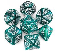 QMAY DND Dice Kit de sauce polyhédrale - 7 pièces pour donjon et dragons MTG RPG D&D D20, D12, D10, D%, D8, D6, D4 (Noël vert)