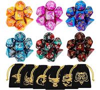 QMAY DND Jeu de Dés, 42 Dés Polyédriques, Jeux de Rôle Jeu de Rôle sur Table Donjons et Dragons D&D Dice DND RPG MTG Two Colour Dice (Set de 6)