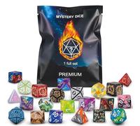 QMAY Lot de 7 dés mystérieux polyédriques de style aléatoire pour jeux de table Donjon et Dragons MTG DND D20 D12 D10 D% D8 D6 D4 (7)