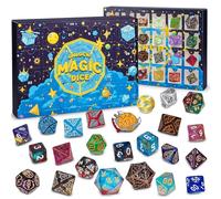 QMAY Mystery Dice, 24 pièces de dés polyédraux, style aléatoire, pour Dungeon et Dragons MTG Table Games RPG DND D20 D12 D10 D% D8 D6 D4