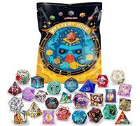 QMAY Mystery Dice Lot de 7 dés polyédraux, Style aléatoire pour Dungeon et Dragons MTG Table Games RPG DND Résine Cube D20 D12 D10 D% D8 D6 D4