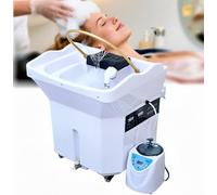 QMBLSNSQ Équipement De Head Spa Japonais, Equipé D'Un Réservoir D'Eau 60L, Inclut Un Fumigateur Et Une Casque Vapeur, Bac A Shampoing Professionnel Mobile, Convient Aux Salons De Coiffure (Blanc).