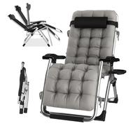 QMBLSNSQ Transat Camping Pliable Léger avec Repose-Pieds, Double Fonction Support Multifonction, Coussin Perles 240kg Gris (124 caractères)