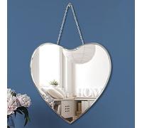 Qmdecor Miroir en Forme de Cœur avec Chaîne de Fer pour Décoration Murale 30,5 x 30,5 cm - Décoratif en Verre Véritable Sans Cadre - Style Glam