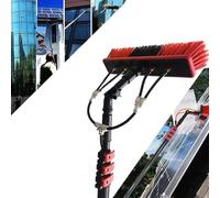 QmEna Brosse de Nettoyage de vitres, nettoyant pour Panneaux solaires, kit de Brosse de Nettoyage de vitres télescopique, Perche de Nettoyage de vitres alimentée par Eau 55cm,3.6m/12ft