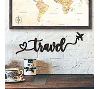 Qmetalart Décoration murale de voyage en métal - Panneau décoratif à suspendre pour la maison, le salon, la chambre à coucher, le bureau, une pendaison de crémaillère pour les amateurs de voyages