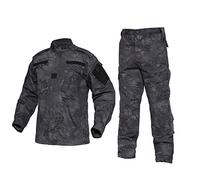 QMFIVE Combat tactique Uniforme, Camouflage camouflage pour hommes Combat BDU Veste Chemise et Pantalon avec Ceinture Uniforme Jeu Paintball Airsoft Tir Camo (NOBELT-TYP, L)