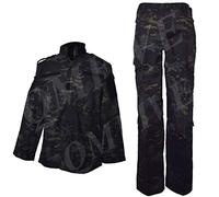 QMFIVE Combat tactique Uniforme, Camouflage camouflage pour hommes Combat BDU Veste Chemise et Pantalon avec Ceinture Uniforme Jeu Paintball Airsoft Tir Camo (MCBK-NO BELT, M)