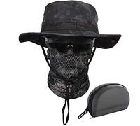 QMFIVE Tactique Boonie Chapeau Large Côté - Set Extérieur Avec Écharpe Pour Camping, Randonnée, Airsoft - Chapeau de Soleil