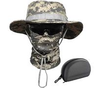 QMFIVE Tactique Boonie Chapeau Large Côté - Set Extérieur Avec Écharpe Pour Camping, Randonnée, Airsoft - Chapeau de Soleil