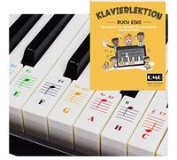 QMG Autocollants colorés pour piano et clavier et cours de piano complets avec notes colorées et guide pour enfants et débutants Transparent