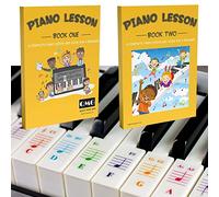 QMG Autocollants colorés pour piano et clavier et note de couleur complète - Leçon de musique de piano et livre guide 1 et livre 2 pour enfants et débutants - Conçu et imprimé aux États-Unis