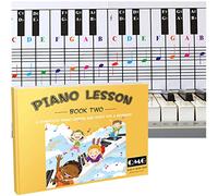 QMG Livre de leçons de piano 2 et tableau des notes à code couleur : leçon de musique de piano pour enfants et guide