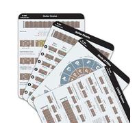 QMG Lot de 4 tableaux d'accords de guitare - Échelles de guitare, accords, cercle des quintes, accords de barre, système CAGED, triades, format A4 laminé