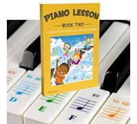 QMG Piano Lessons Book 2 with Color-Coded Note Stickers - Music Lesson and Guide Book for Kids and Beginners - Designed and Printed in USA