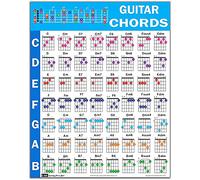 QMG Poster d'accords de guitare (61 x 76,2 cm), guide de référence éducatif pour débutants, 56 accords à code couleur, imprimé sur du papier vinyle indéchirable, fabriqué aux États-Unis