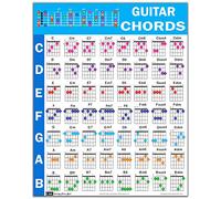 QMG Poster d'accords de guitare (61 x 76,2 cm), guide de référence éducatif pour les débutants, 56 accords à code couleur, imprimé sur du papier vinyle indéchirable