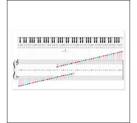 QMG Tableau de notes de piano pour piano et clavier à 88 touches, laminées 29,2 x 15,2 cm avec code couleur et tableau de référence du grand personnel, guide d'apprentissage de la théorie de la