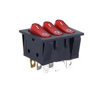 QMIQXIWS 1PCS 40.3X33.3mm Rocker Switch KCD3 Red Ligh 3 Way Black Switch 9 Pin 2 Position on-Off/on-on 16A/30A 250VAC Triple Power Switch
