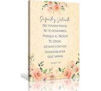 QMIQXIWS Be Strong and Courageous Wall-Art in Spanish, Josue 1:9 Scripture, Se Fuerte Y Valiente Religious Quote Print for Home and Church(Framed,12x18inch(30x45cm))
