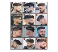 QMIQXIWS Mens Hairstyles Barber Shop Poster Canvas Art Print Laminated Wall Decor Modern Salon Hair Cut Painting(Unframed,08x12inch(20x30cm))