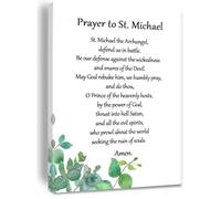 QMIQXIWS Modern Prayer to St Michael Canvas: Archangel Wall-Art with Elegant Script, Neutral Tone Catholic Decor for Office or Bedroom(Unframed,16x24inch(40x60cm))