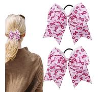 Qmisify Amusant pour le cancer du sein, lot de 2, accessoires élastiques rose pour sensibilisation au cancer, maman, pom-pom girls et mois de cancer du sein
