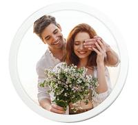 QmjdDymx Cadre d'image Ronde, 12 Pouces de densité d'image Rond de 12 Pouces Cadre Photo Ronde avec plancheur Blanc Minimaliste Frame décoratif Image Frames pour Table Murale, Cadre Photo