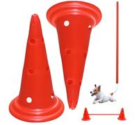 QmjdDymx Équipement d'agilités de Chien, Agilités de Chien Équipement Hauteur et Largeur Agilités de Chien réglables Comprend 2 cônes et 1 Course Agilités pour Chiens de Jardin extérieur Bar Cross