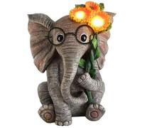 QmjdDymx Lumière d'éléphant, Statue d'éléphant Figurine d'éléphant extérieur avec Un Tournesol étanche résine de Jardin décor
