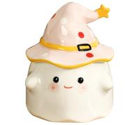 QmjdDymx Tasse fantôme, tasse de café fantôme - d'Halloween en céramique 400 ml avec couvercle de chapeau sorcière - café violet, Halloween