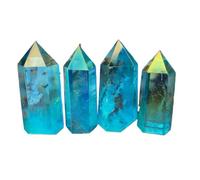 QMKADFQXF Cristal Naturel Brut 1pc 8-9cm Tour de Quartz Bleu Aura Tour de Quartz Haute Vibration Aura Tour de Quartz Quartz Clair Tours Dorées