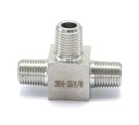QMKADFQXF Equal 1/8" BSPT Male Threaded Tee 3 Way 304 Stainless Steel Pipe Fitting Connector Max Pressure 2.5 Mpa