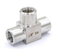 QMKADFQXF Equal 1/8" Female Threaded Tee 3 Way 304 Stainless Steel Pipe Fitting Connector Max Pressure 2.5 Mpa