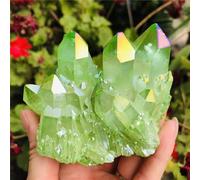 QMKADFQXF Stone Crystal Quartz Flame Aura Quartz Crystal Cluster Ore Gift(Light Green,100-130g) Cristal Naturel Brut