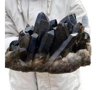QMKADFQXF Stone Naturally Formed Tea Black Quartz Cluster,Crystal Stone Cluster(Size:200-300g) Cristal Naturel Brut