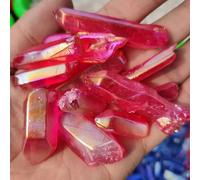 QMKADFQXF Stone Titanium Rose Aura Quartz Crystal Cluster (200g) Cristal Naturel Brut