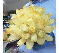 QMKADFQXF Stone Yellow Ghost Quartz Cluster, Yellow Crystal Cluster Stone, Home Decora(Size:310-400g) Cristal Naturel Brut