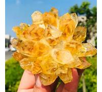 QMKADFQXF Stone Yellow Phantom Quartz Crystal Cluster (180-250g) Cristal Naturel Brut