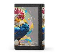 QMKFWT Art Colorful Chicken Portefeuille décontracté porte-cartes de crédit Étui de rangement de documents de qualité supérieure pour homme et femme