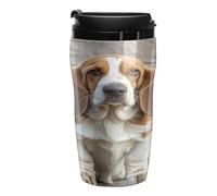 QMKFWT Basset Hound - Tasse à café réutilisable isotherme étanche avec couvercle à double paroi, anti-déversement, pour café glacé/chaud, cadeau pour les mères et les pères