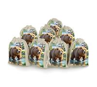 QMKFWT Bear Crossing The River Pochettes de rangement réutilisables en toile de jute en coton et toile de jute pour bonbons, jouets, bijoux, friandises, cadeaux de fête d'anniversaire